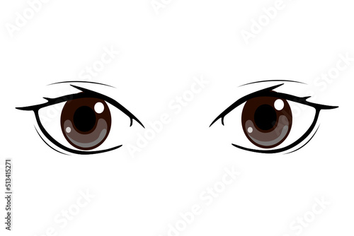 cute cartoon eyes Collection of cartoon eyes with a variety of emotions Japanese faces of male and female characters. Cartoon eyes. For shirt screen work. Vector illustration on a white background.