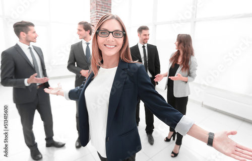 business woman doing balance gesture © ASDF