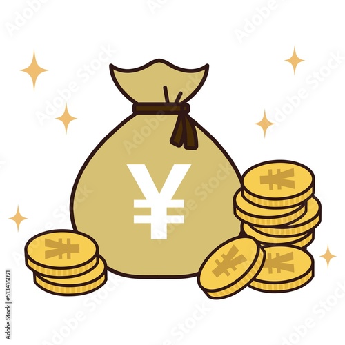 キラキラの金貨袋　線画