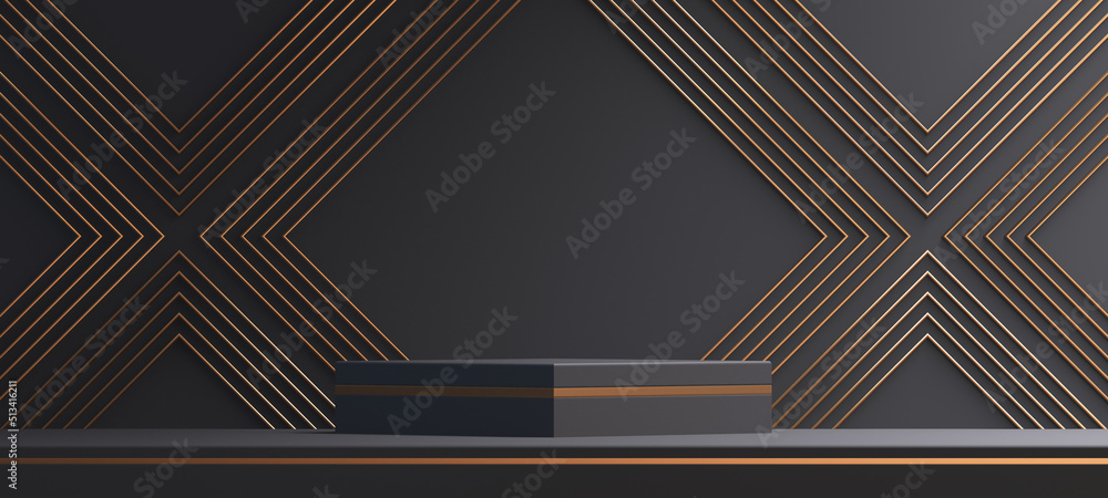 3d podium product mockup with abstract background on black and gold background,3d render illustration 3d podium product mockup with abstract background on black and gold background,3d render illustration