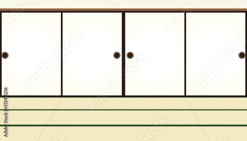 襖と畳のあるシンプルで広い和室のイラスト