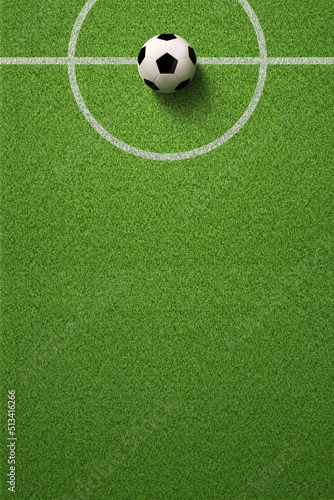 Soccer field or Football field with soccer ball on green grass background © jarnbeer19