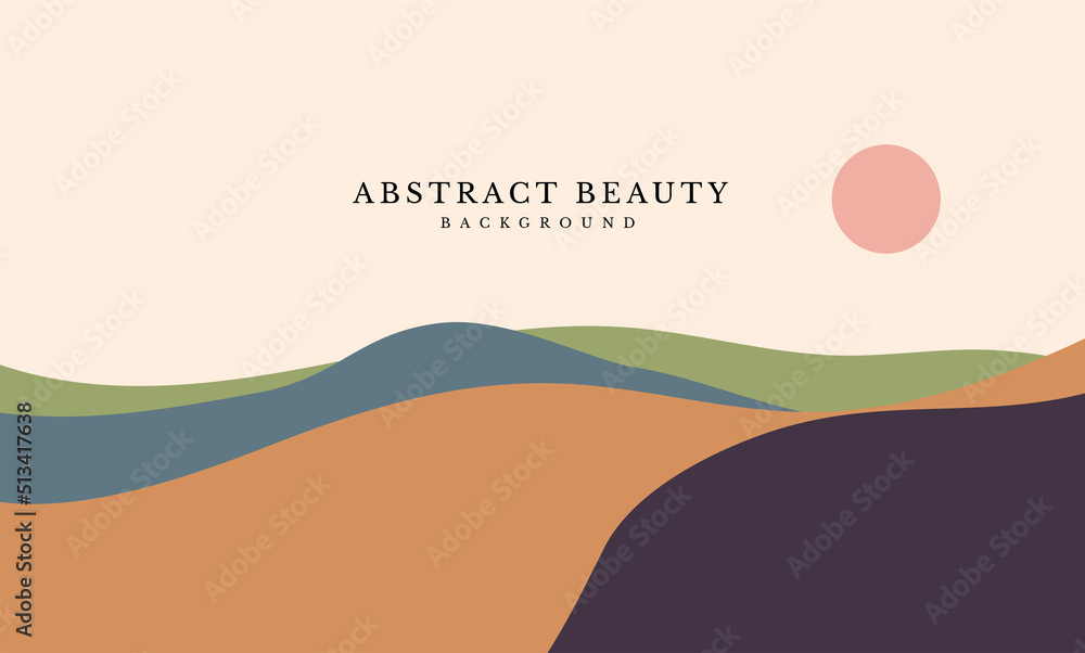 mountain arts background vector. Oriental Luxury landscape background design with watercolor brush and gold line texture. - obrazy, fototapety, plakaty 
