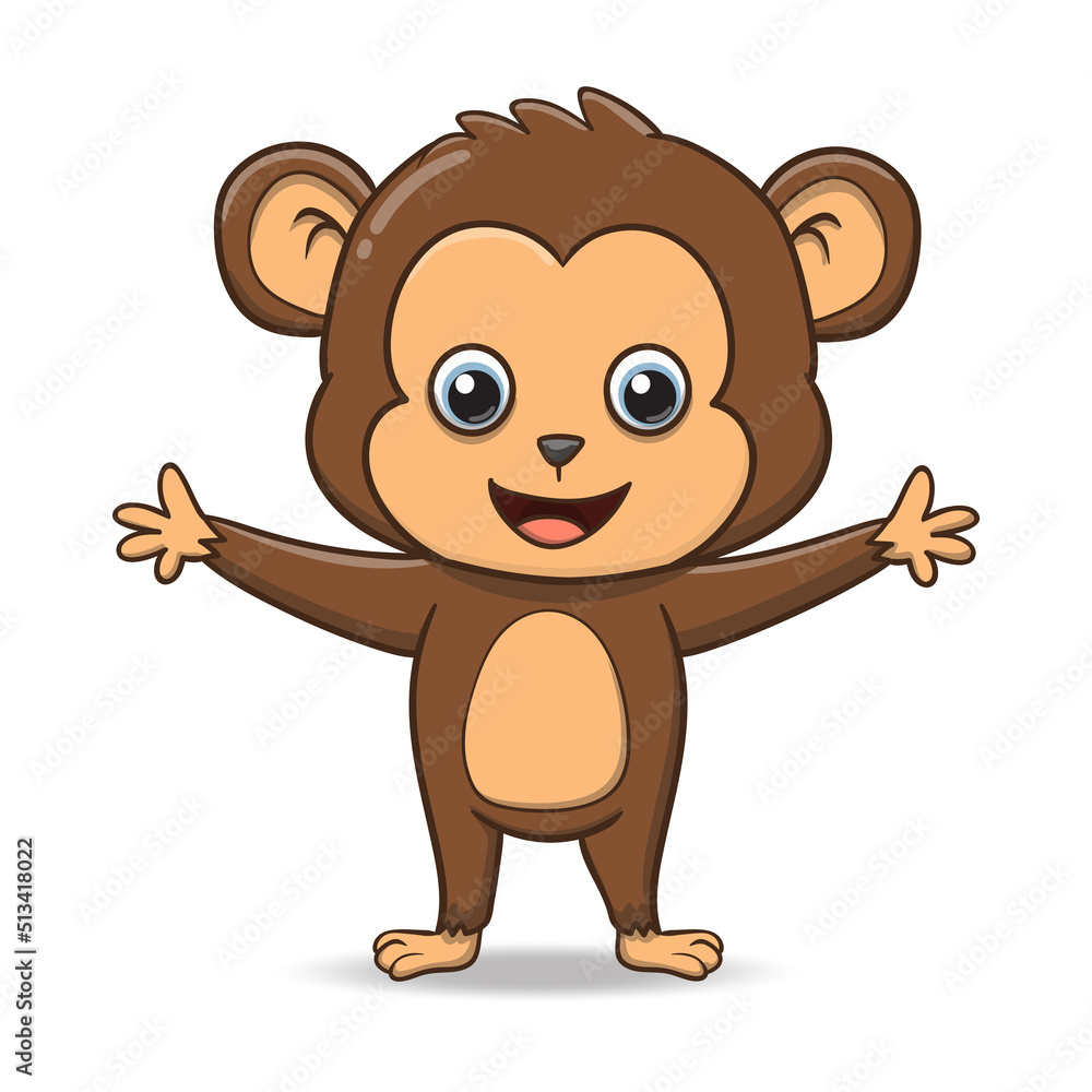 Fototapeta premium vector illustration of cute monkey cartoon. isolated on white
