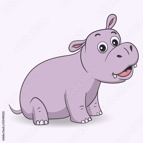 cute hippo cartoon. vector illustration