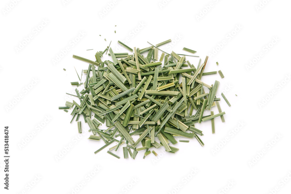 Dry lemongrass leaf slice isolated on white background. Dry lemongrass leaf slice isolated on white background.