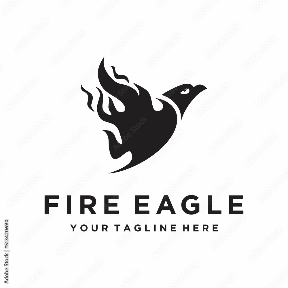 Fire Eagle Logo Design Template Stock Vector