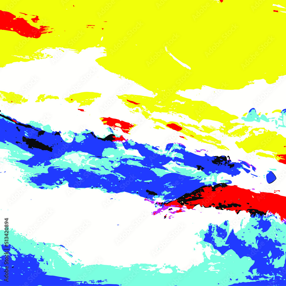 Abstract background, blue, yellow and red spots.