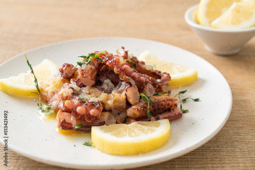 grilled octopus or squid with butter lemon sauce grilled octopus or squid with butter lemon sauce
