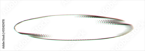 Cloud frame with polka dot outline with rgb shift glitch effect or flattened confetti  sphere. Halftone dotted. Vector.