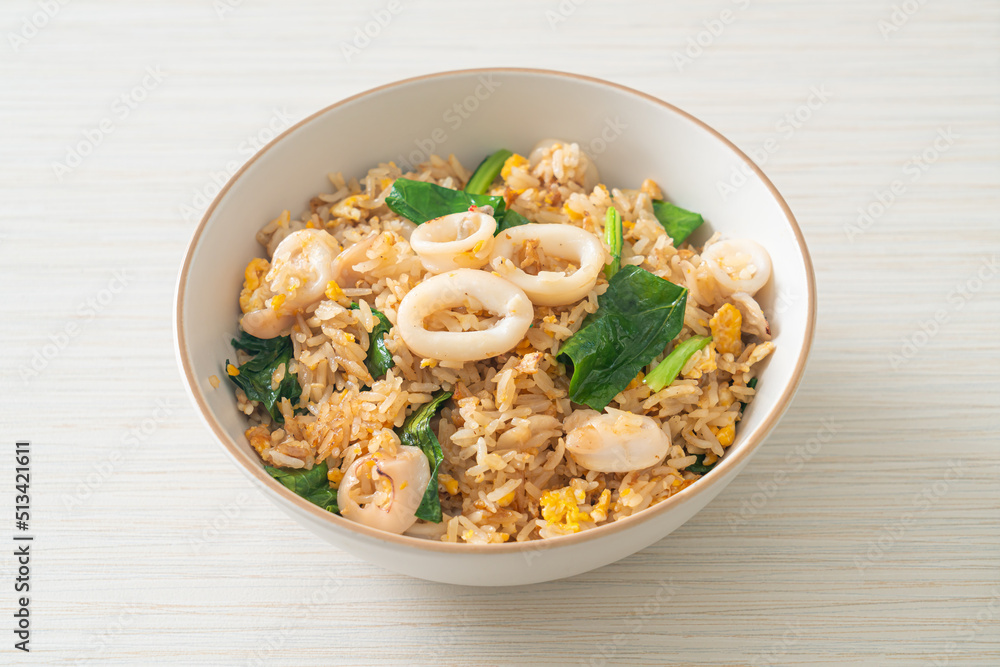 Fried rice with squid or octopus Fried rice with squid or octopus