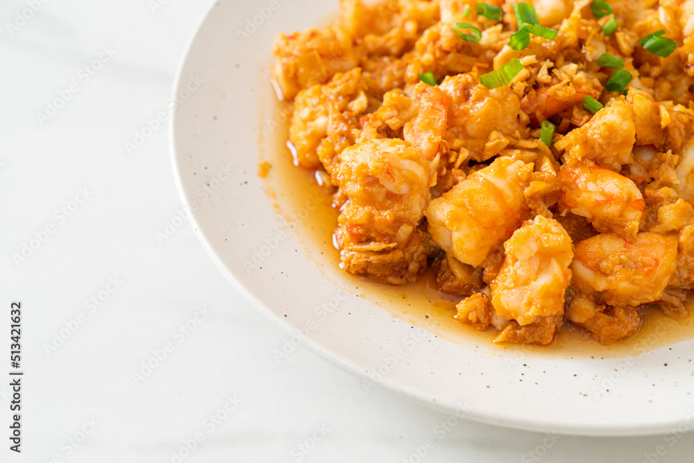 stir-fried shrimps with garlic and shrimps paste stir-fried shrimps with garlic and shrimps paste