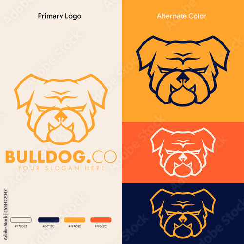minimalist simple bulldog logo design