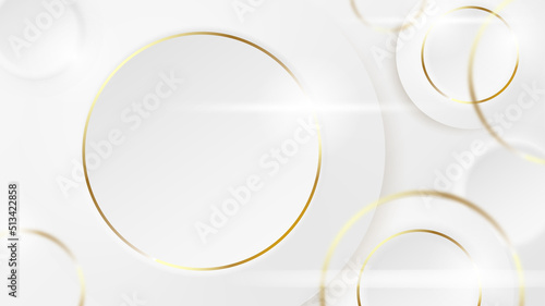 Abstract White and Golden Circle Rings Background