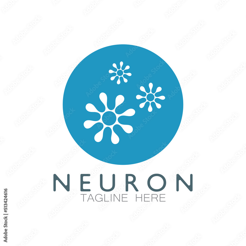 Neuron logo or nerve cell logo design,molecule logo illustration template icon with vector concept