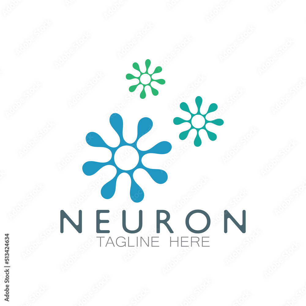 Neuron logo or nerve cell logo design,molecule logo illustration template icon with vector concept