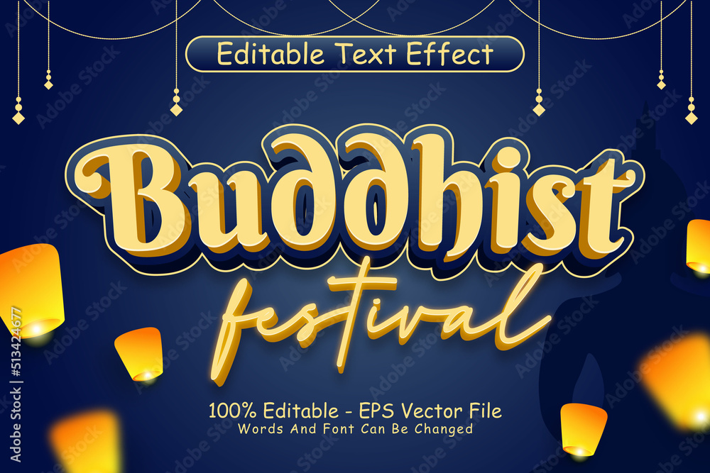 Buddhist Festival Editable Text Effect 3 Dimension Emboss Modern Style