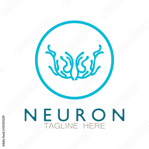 Fototapeta Naklejka Na Ścianę i Meble -  Neuron logo or nerve cell logo design,molecule logo illustration template icon with vector concept