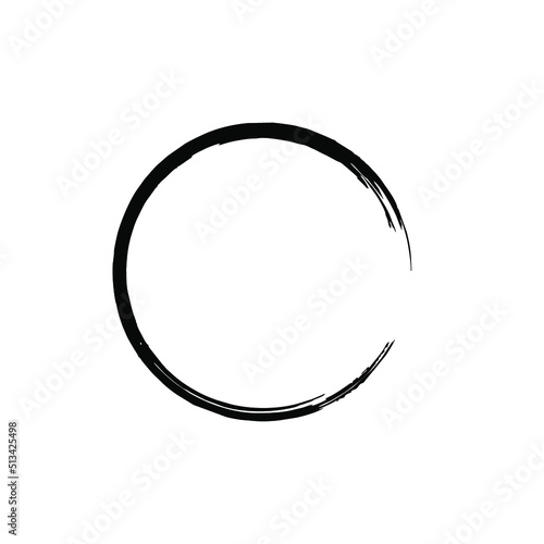 Vector grunge circle, grunge round shape, grunge banner - Color circle brush stroke with black color isolated on white background