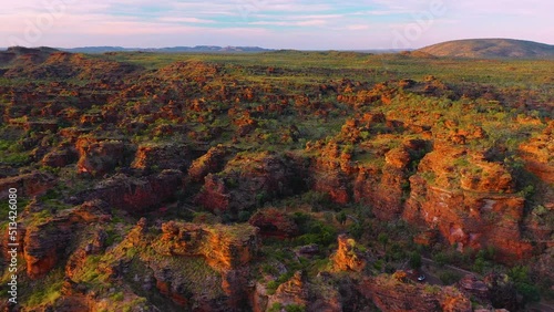 Pull out Aerial video footage of Hidden Valley, Mirima National Park, Kununurra, Western Australia photo
