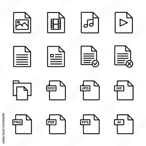 colorful set of file type icons. file format icon set in color, files symbols buttons, simple design
