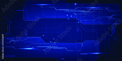 Vector illustrations of futuristic blue hi-tech element with grid line and circuit for advertising layout and game development artwork.Future technology and innovation concepts.