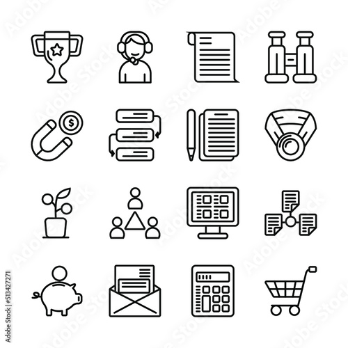 Business startup line vector icon set. Growth, start up development and launch icons. Outline, editable stroke.