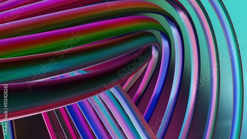 Curve Gradient colorful reflection background. 3D rendering