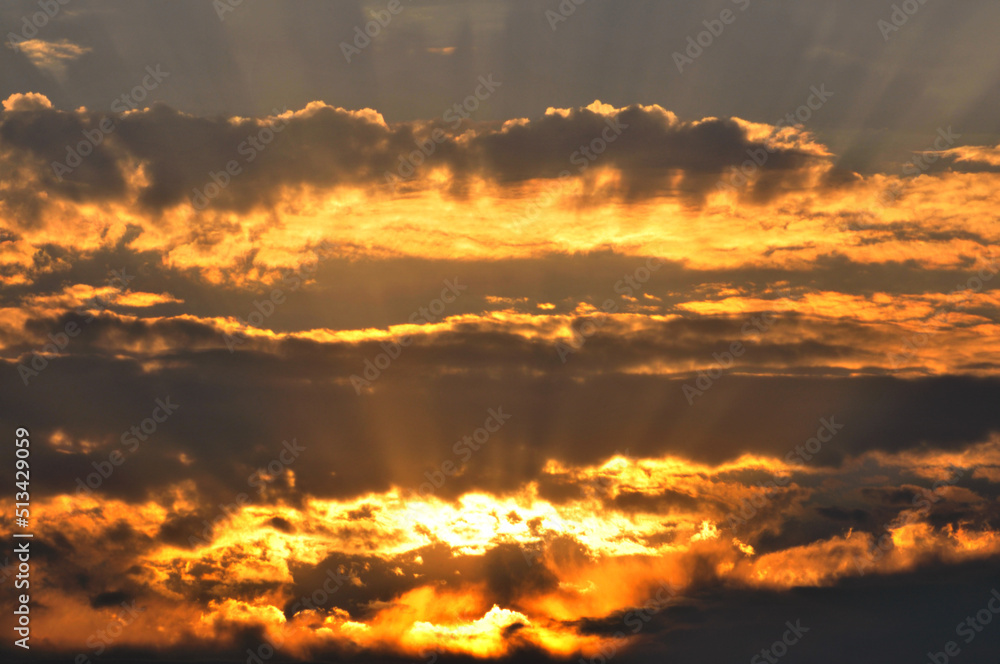 Fototapeta premium Dramatic panorama sky after sunrise