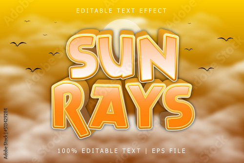 Sun Rays Editable Text Effect 3 Dimension Emboss Modern Style