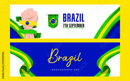 Brazil waving flag.  Independence day celebrations design template