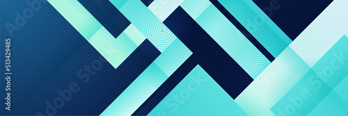 Blue and green glossy geometric abstract tech banner design. Geometric vector background