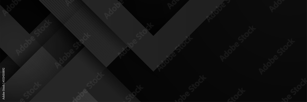 Black abstract banner background. Dark deep black dynamic vector background with diagonal lines. Modern creative premium gradient. 3d cover of business presentation banner with geometric element - obrazy, fototapety, plakaty 