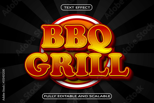 Bbq Grill Editable Text Effect 3 Dimension Emboss Modern Style