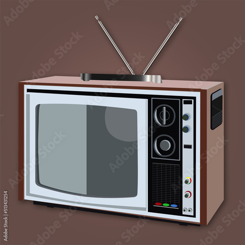 old retro tv with antenna