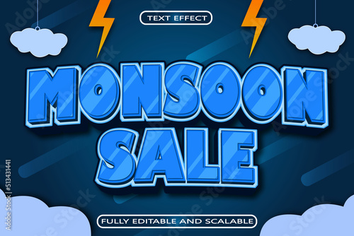 Monsoon Sale Editable Text Effect 3 Dimension Emboss Modern Style
