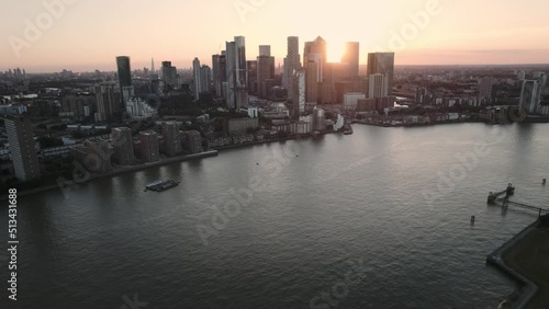Wallpaper Mural Wide angle sunset Aerial of the Canary Wharf buildings in London Torontodigital.ca