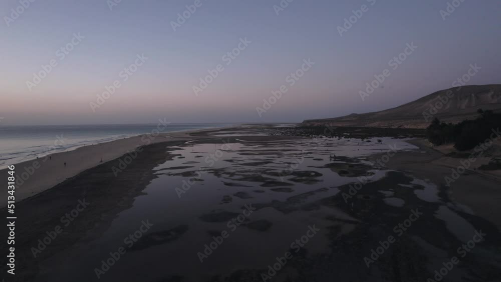 Stunning morning sunrise aerial drone shot of sunny Playa de Sotavento de Jandía, Fuerteventura, beach, spain Stunning morning sunrise aerial drone shot of sunny Playa de Sotavento de Jandía, Fuerteventura, beach, spain