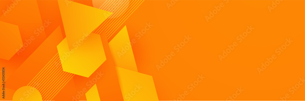 Abstract minimal orange banner background with geometric creative and ...