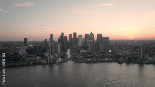 Wallpaper Mural Wide angle sunset Aerial of the Canary Wharf buildings in London Torontodigital.ca