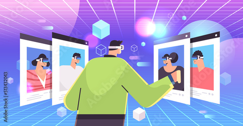 hr manager in vr glasses choosing resume of new employees vr vision headset innovation metaverse recruitment hiring
