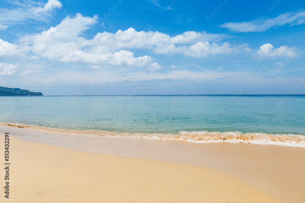 Beautiful clean sandy beach, tropical island in south of Thailand, peaceful beach
