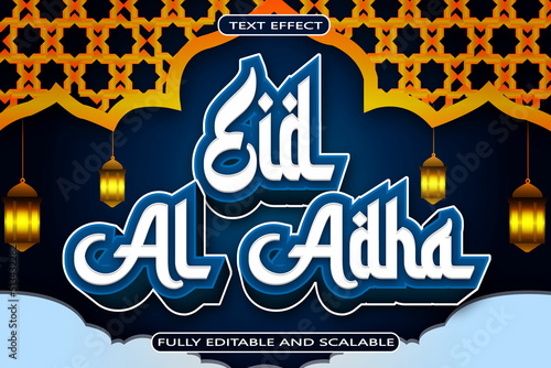 Eid Al Adha Editable Text Effect 3 Dimension Emboss Modern Style