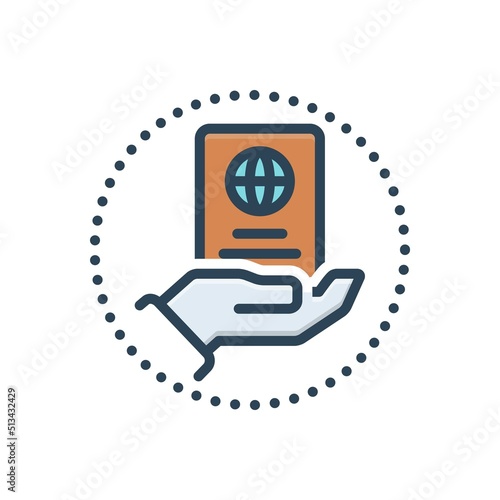Color illustration icon for citizenship