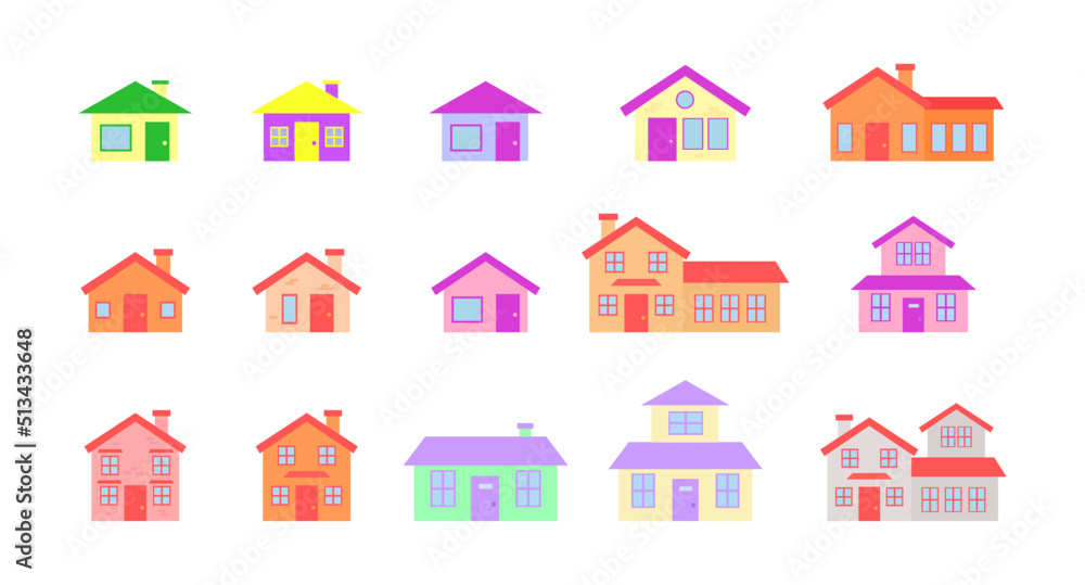 flat illustration house building set flat illustration house building set