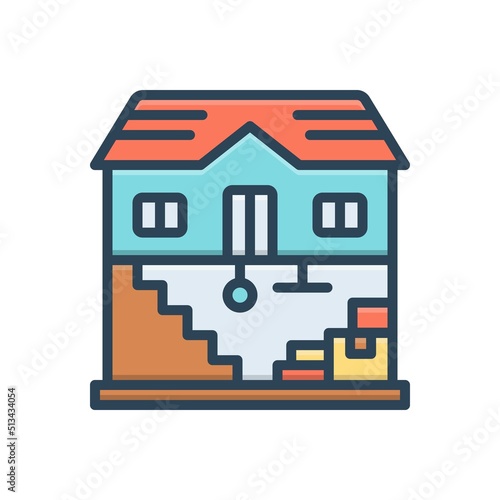 Color illustration icon for basement