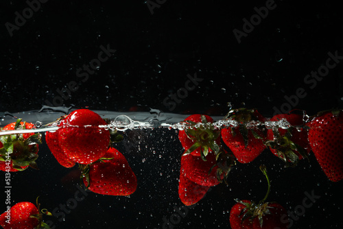Concept of fresh summer fruits, fruits in water