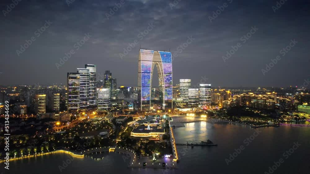 Night View of CBD Suzhou Industrial Park in Jiangsu Province, China Night View of CBD Suzhou Industrial Park in Jiangsu Province, China