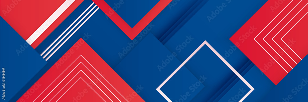 Blue red abstract banner background with stripes lines and geometric element shapes design. Abstract red blue background vector illustration