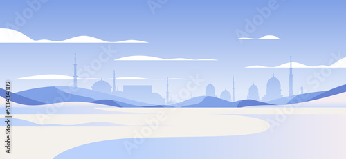 Beautiful summer desert muslim cityscape horizontal